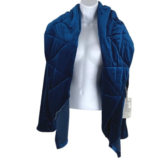 Young Fabulous & Broke Velvet Cardigan Jacket Medium Blue Quilted NWT CJ-1375 - Picture 3 of 10